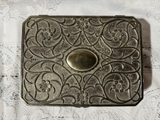 Vintage Godinger Silver Metal Floral Embossed Jewelry Box, Burgundy Velvet Lined