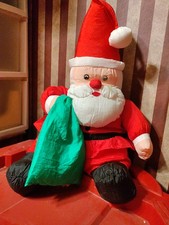 Vintage International Silver Co. Christmas Plush Santa Claus With Green Sack