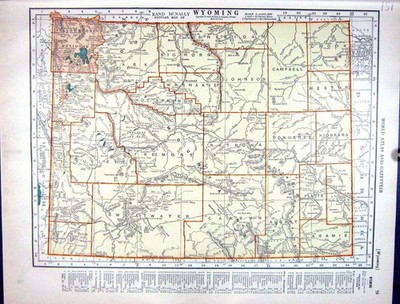 Alter Druck Collier Karte 1936 Rand Mcnally Wyoming Amerika Alaska Beringmeer 20.