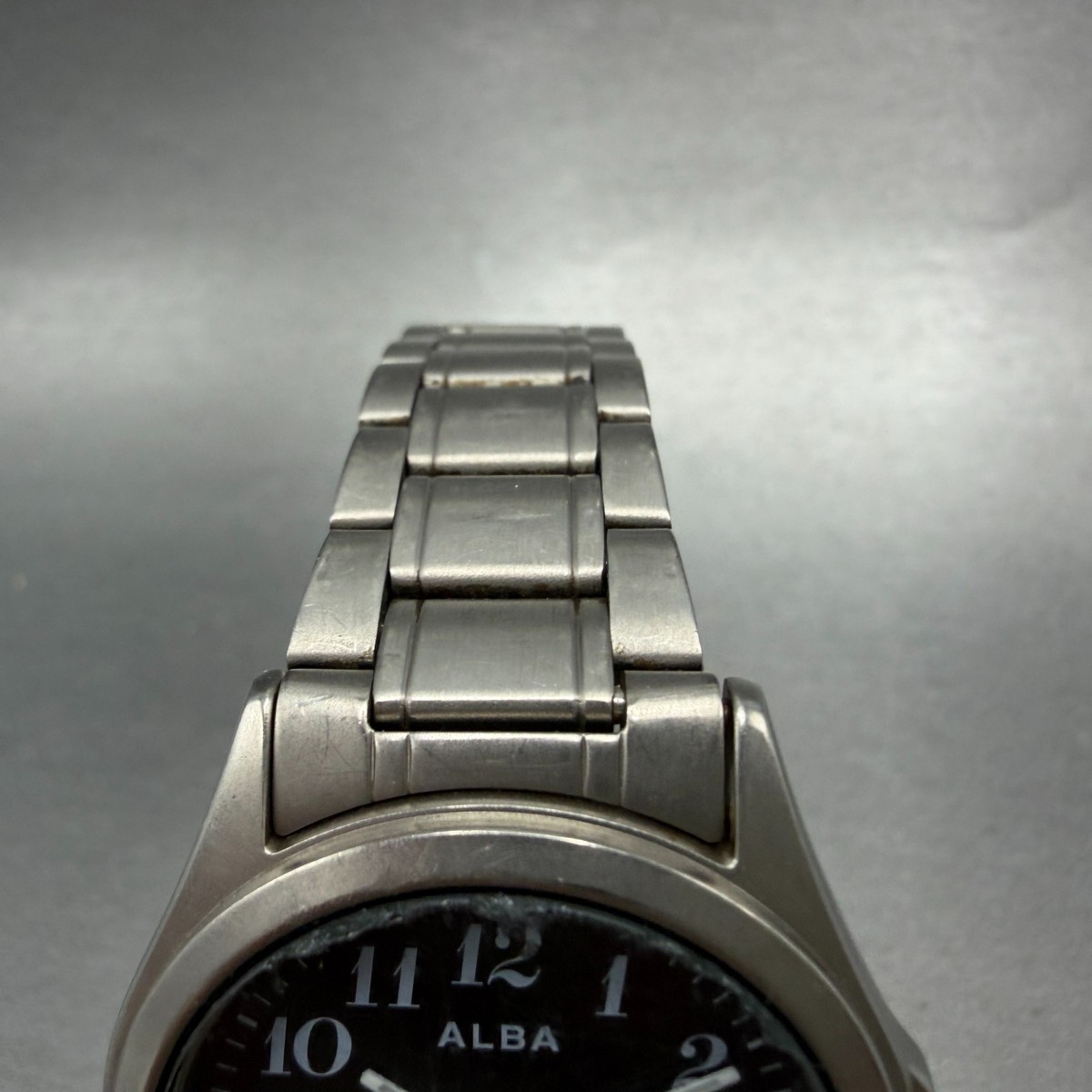 Seiko Alba Watch Men 35mm Black Dial Titanium Round V501-0bc0 New 