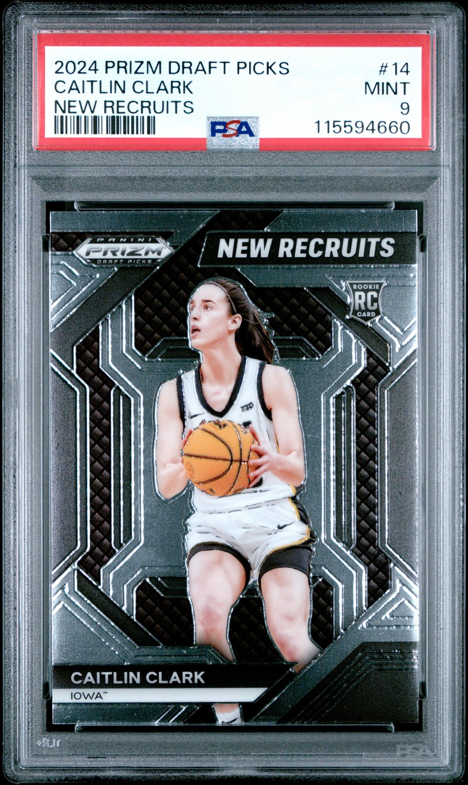 2024 Panini Prizm Draft Picks New Recruits #14 Caitlin Clark PSA 9
