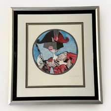 Rosina Wachtmeister Signed Art Print Harlequin Clown 26x28 Framed