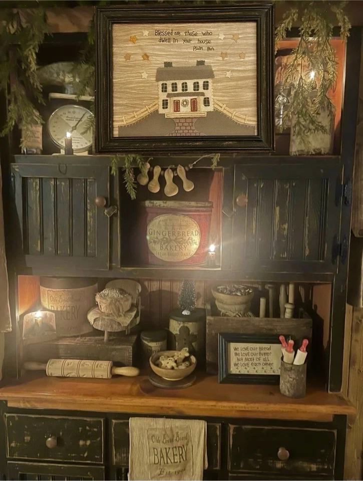 Authentic Repro Sampler Rustic Folk Art Cross Stitch Framed Primitive Bible Vers - Image 2 of 4