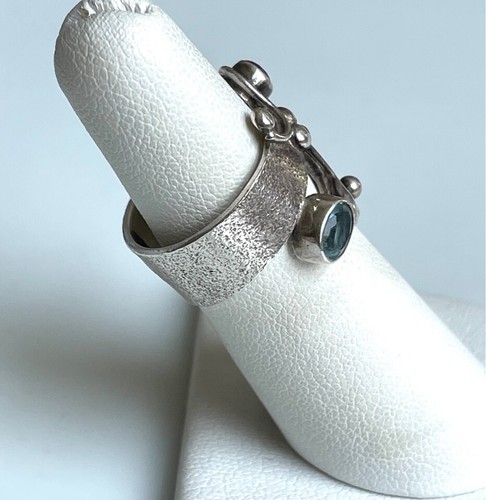 ANILLO DE AMATISTA Y TOPACIO AZUL DE PLATA ESTERLINA 925 TALLA 6 - Imagen 3 de 9