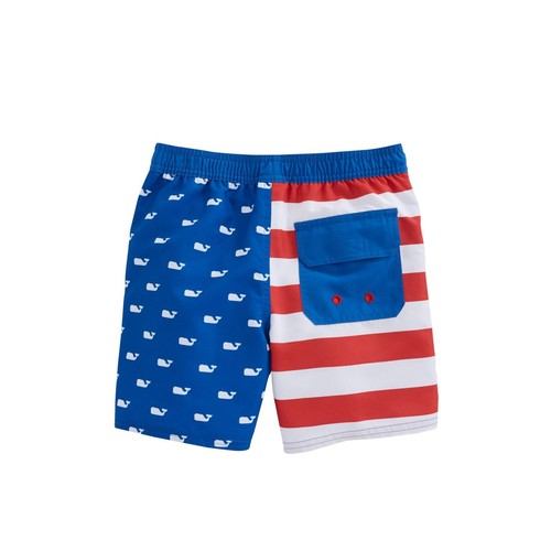 Vineyard Vines Boy's XL Whale American Flag Chappy Quick Dry Swim Trunks - Picture 3 of 7