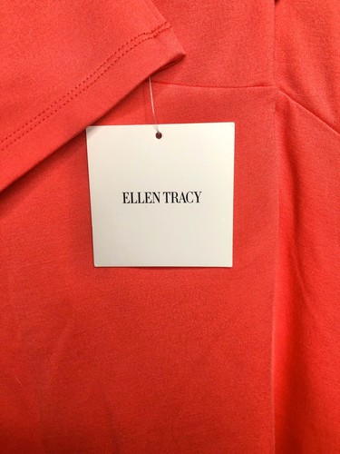 Ellen Tracy Women’s Coral Pink V-Neck A-Line Dress Size Medium 3/4 Sleeve NEW - Picture 10 of 11
