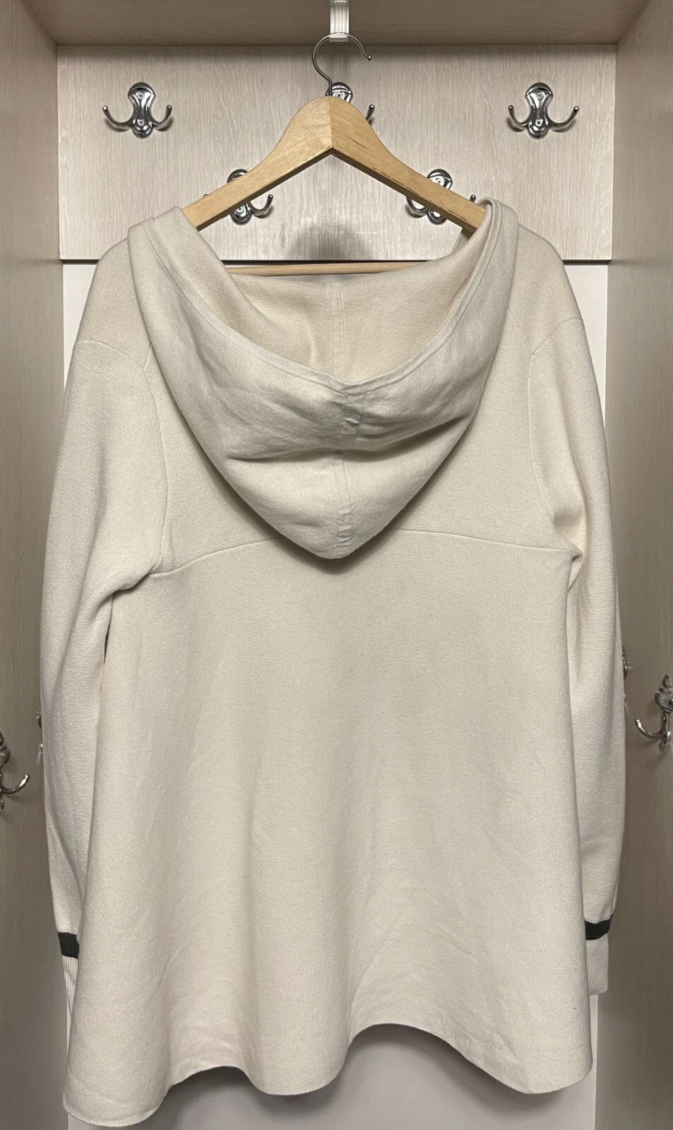 OFF WHITE Felpa con cappuccio e zip intera ME AND EM ME+EM misto lana bianco panna donna tg10