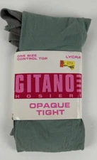 Vintage 90s Gitano Hosiery Opaque Tights Green One Size Control Top 1991