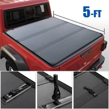 5ft Truck Bed Accessories Tonneau Cover For 2016-2021 Tacoma Lock Hard 3-Fold