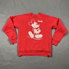 Vintage Mickey Mouse Disney Graphic Crewneck Red Large USA Made 90s Unisex