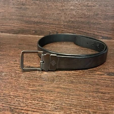 Columbia 11CO02N1 Dress Belt Mens 42 Black Leather Reversible Silver Buckle Belt