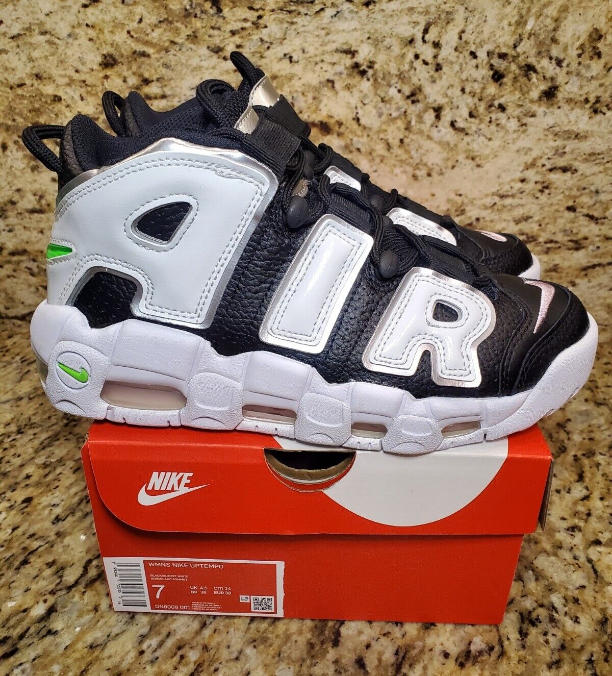 Nike Air More Uptempo White Black Green DN8008-001 Women&#039;s Size 7 BRAND BOX | eBay