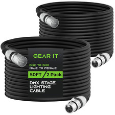 DMX to DMX Stage Lighting Cable 50 Feet, 2-Pack DMX Male to Female XLR Compat