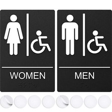 Handicap Restroom Signs Bathroom Sign For Business - For Men and Women - 9" b...