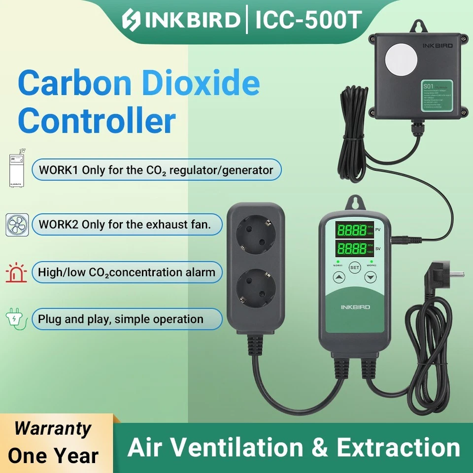 INKBIRD Digitaler CO2 Regler programmierbarer Temperaturregler Plug-n-Play EU CF