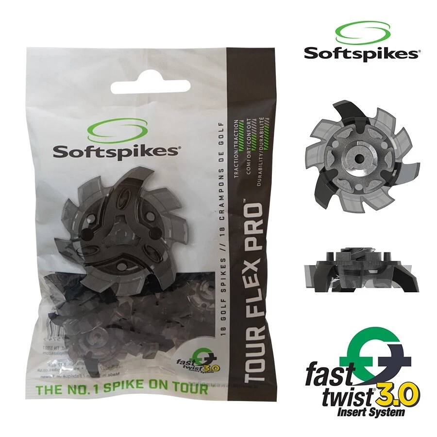 Softspikes TOUR FLEX PRO Fast Twist 3.0 Black / Translucent Grey x 1 pack of 18