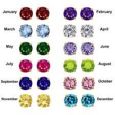 Genuine 14k Yellow Gold CZ 4mm Birthstone Screwback Safety Earring Studs