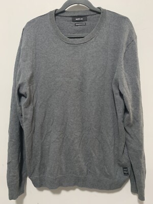 Replay Men Medium Grey Sweater Pullover Premium Cotton Preppy Classic Workwear