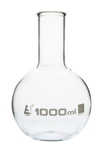 Eisco Labs 1000ml Florence Boling Flask, Flat Bottom - Borosilicate Glass - Picture 2 of 2
