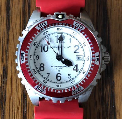 Vintage Momentum M1 Men's Divers Watch with Red Rubber Band