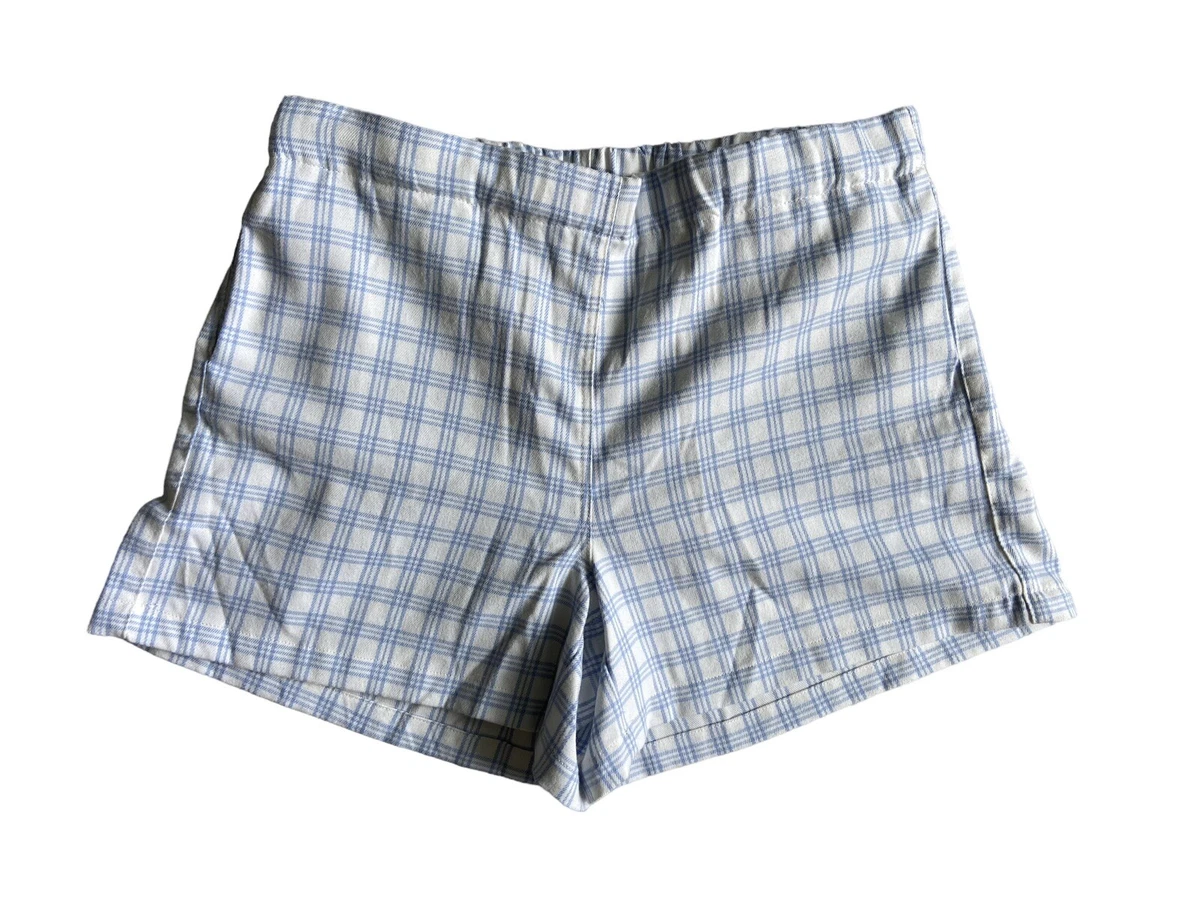 Brandy Melville Womens Logan Shorts Size OS Blue Plaid Pull On