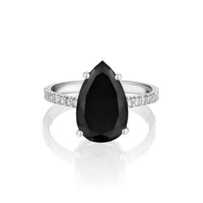 Beautiful Ring ! 8 Ct Pear Shape Black Diamond Ring Quality-AAA Certified