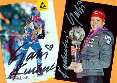 Gabriela KOUKALOVA (1)  2 AK Bilder - Print Copies + SKI AK - SIGNIERT - GRATIS