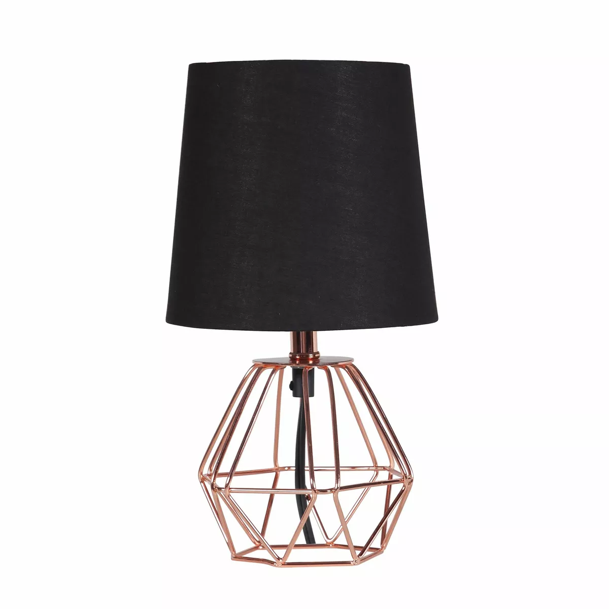 Tiny Geometric Copper Metal Wire Hexagon Table Lamp with LED light