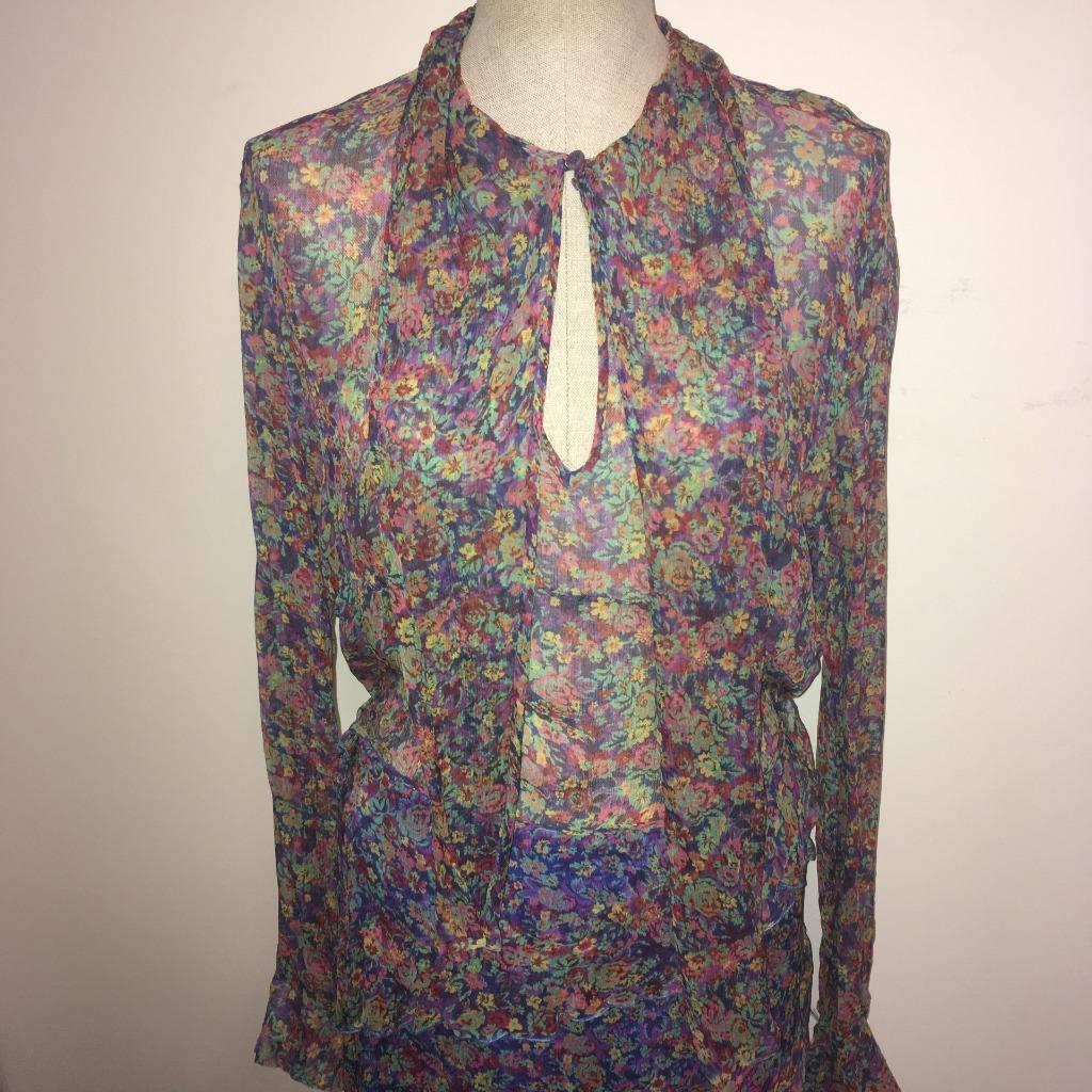Max Mara MaxMara Multi-color Floral 100percent Silk 2-Piece Outfit Top and Skirt  8 image 7