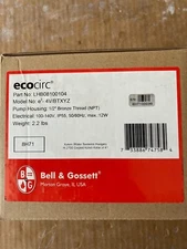 Bell & Gossett ecocirc Domestic Water Re-circulation Pump