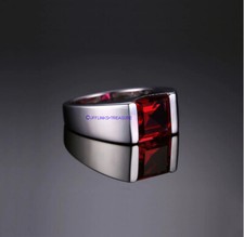 Natural Garnet Gemstone with 925 sterling Silver Ring For Men's C655
