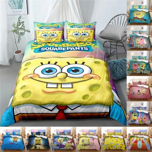 Sponge Bob Bedding Set 3Pcs Quilt Duvet Cover Dorm Single Double King