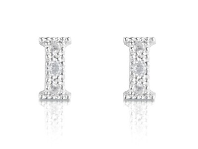 orecchini lettera iniziale P argento 925 con pavè zirconi chiusura perno mm 6