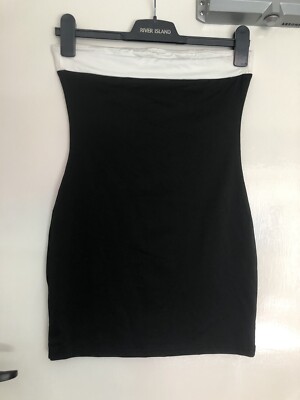 knee length dresses for ladies Phoebe Black & White Bows Strapless Mini Dress