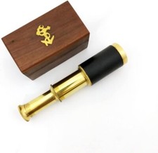 6" Handheld Brass Telescope with Wooden Box- Pirate Navigation