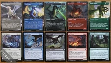 Set of 10 Borderless & Regular Black Blue Green Red White Dragons *NM* Magic MTG