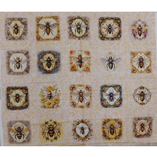 Patchwork Quilting Sewing Fabric Queen Bee Blocks Panel 92x110cm