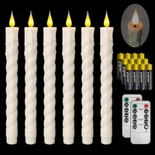 Flameless Taper Candles with Remote,Timer, Dimmer,9.7 Inch Ivory 6 Pack Candl...