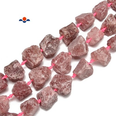 Strawberry Quartz Rough Nugget Chunks Beads Size 20-30mm 15.5'' Strand (20-30mm)