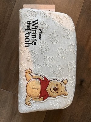 Primark Disney Winnie the Pooh Small White Zippered Cosmetic Bag Pouch Embossed