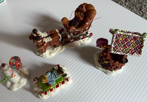 Lemax Sugar N Spice Gingersleigh And Wishing Well With Sled And Snowman No Boxes - Picture 2 of 7