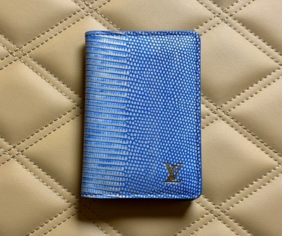 Louis Vuitton Exotic Lizard Blue and Gold Pocket Organizer Mens