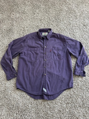 #ad #ad Vintage Levis Shirt Jacket Mens L Chore Shacket Metal Buttons Canvas 90s Dyed $32.00