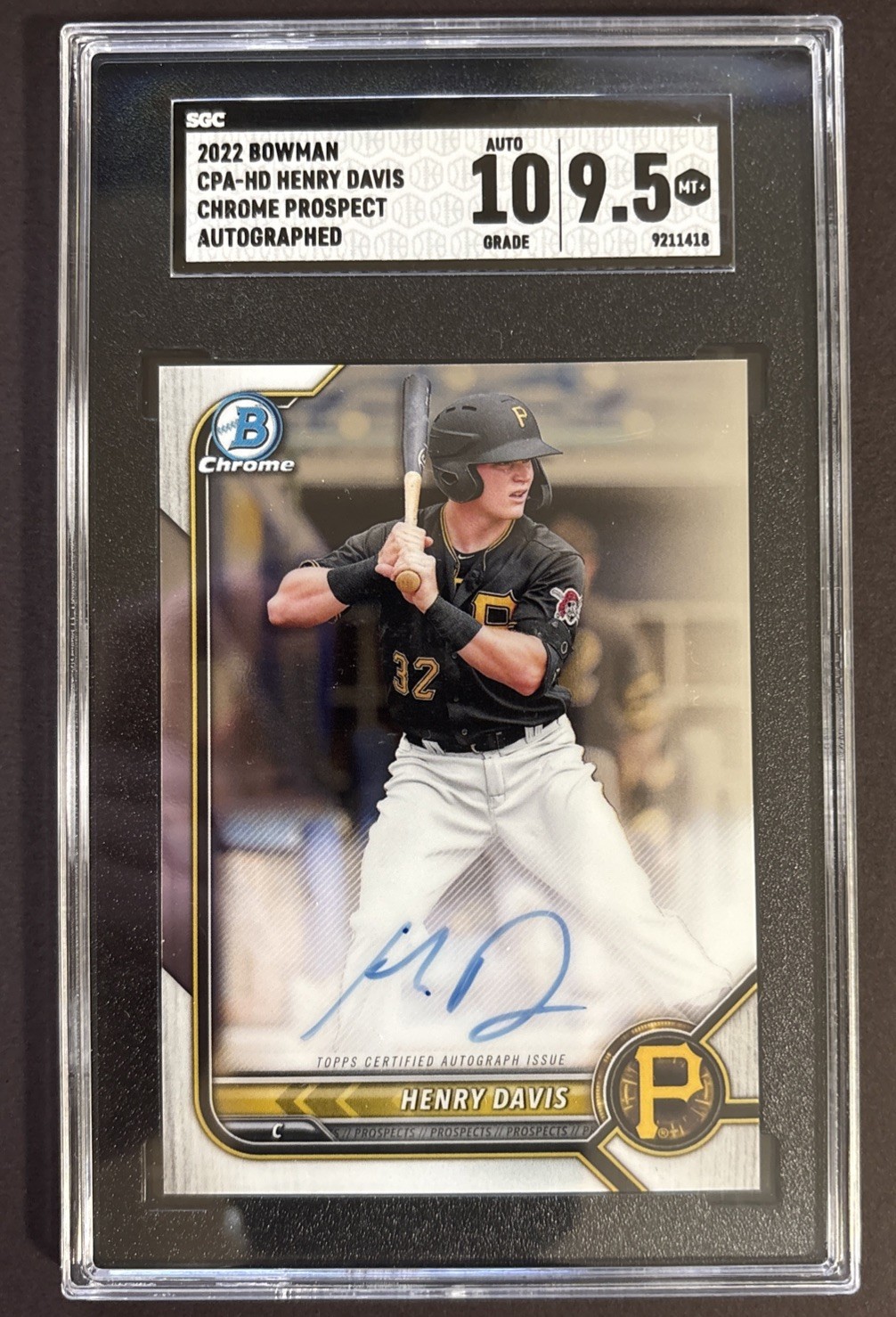 2022 Bowman - Chrome Prospect Auto Henry Davis #CPA-HD (AU, RC) SCG 9.5 Auto 10