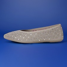 New in Box Skechers Cleo Point Gleam n Glow Sparkly Ballet Flats Taupe Sz 7 1/2