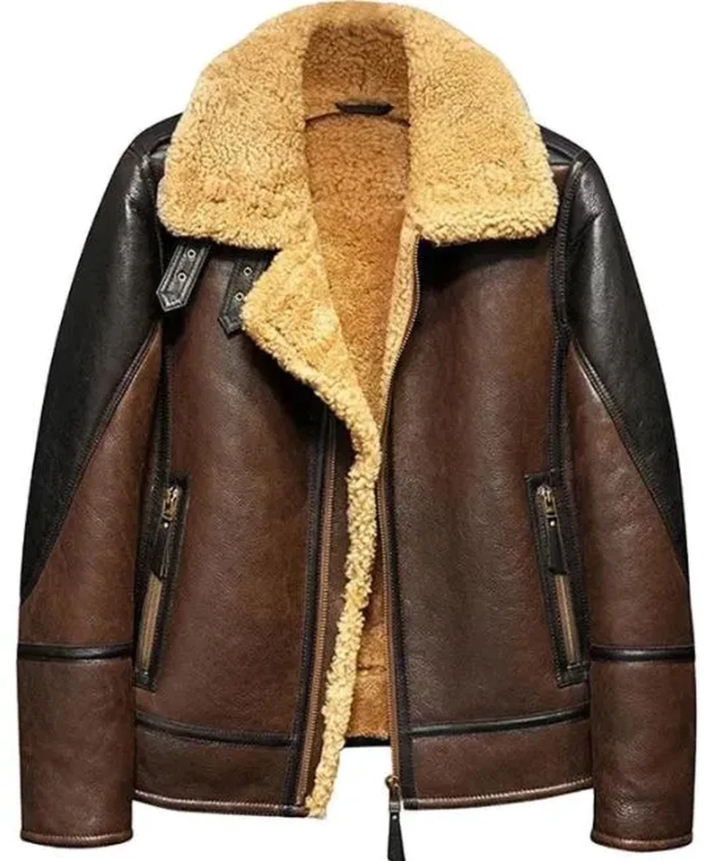 B-3 Jacket RAF US Navy Mens Bomber Flying Aviator Irvin Real Shearling Leather