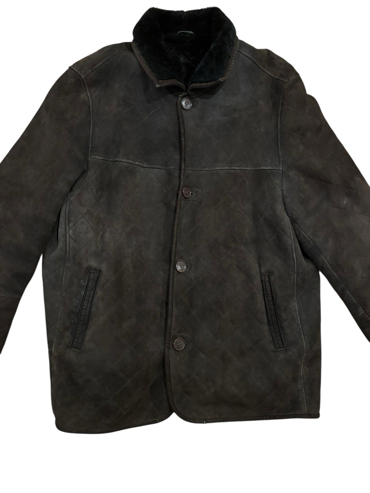 Di Bello Shearling Sheepskin Coat Jacket Brown Made In Italy Size 58 Size 48 US