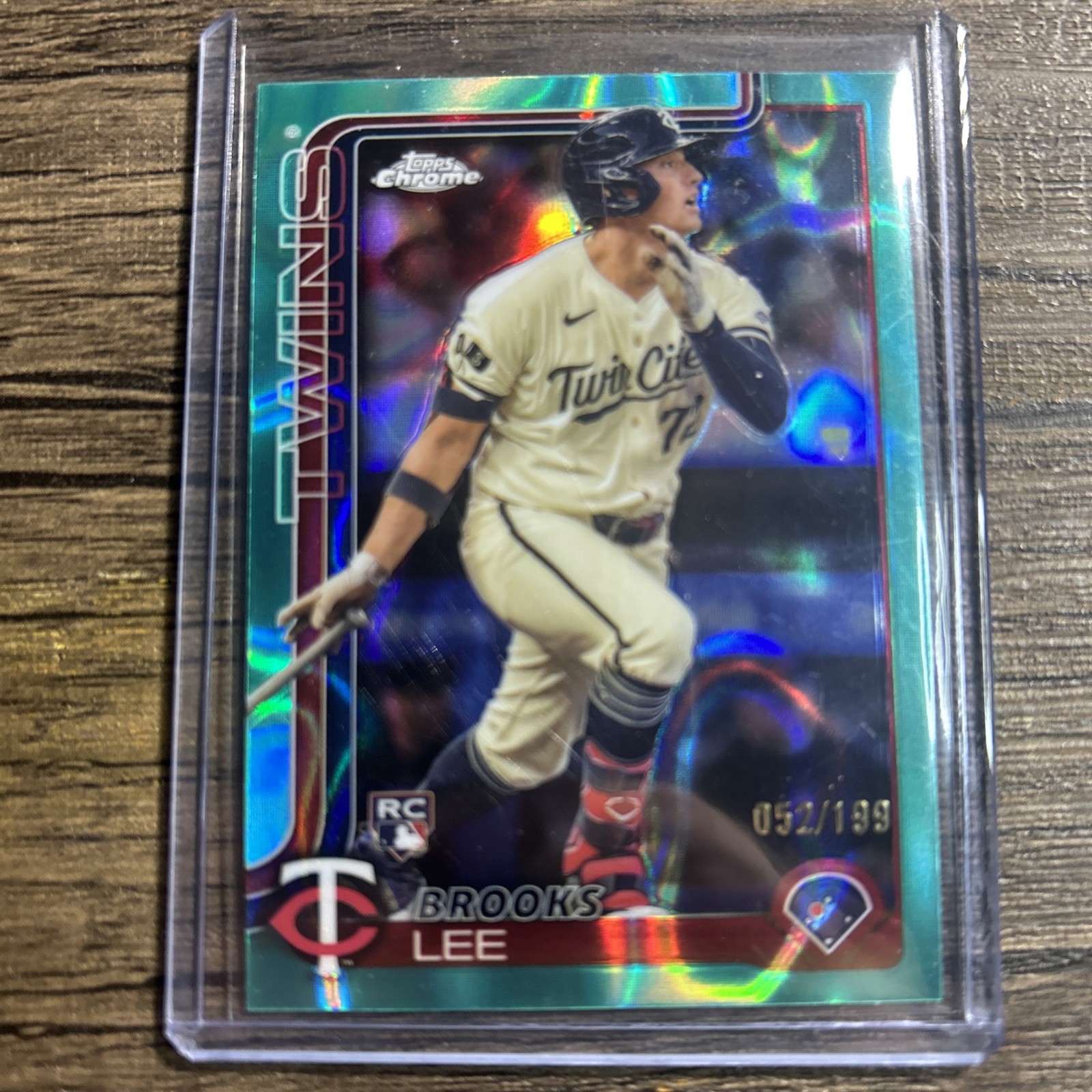 2025 Topps Chrome #234 Brooks Lee Rookie RC Aqua Lava Refractor /199