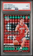 2024-25 Panini Mosaic Green Prizm Give And Go (RC) Reed Sheppard #7 PSA 9 Rookie