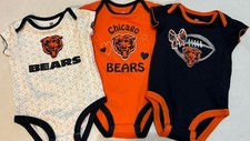  3 NFL Chicago Bears Infant Girls Bodysuits Creepers Size 3-6 Months